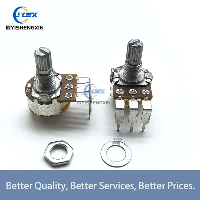 2PCS Single Potentiometer WH148 with switch 15mm B5K B10K B50K B100K B500K For Amplifier Audio 5k 10k 100k 50k 500k