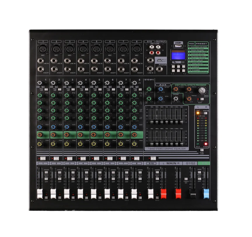 

BE-10 Professional Studio Music Equalizer 10 Channels Analogue Mixing Console Digital Effect Processor Audio Mixer