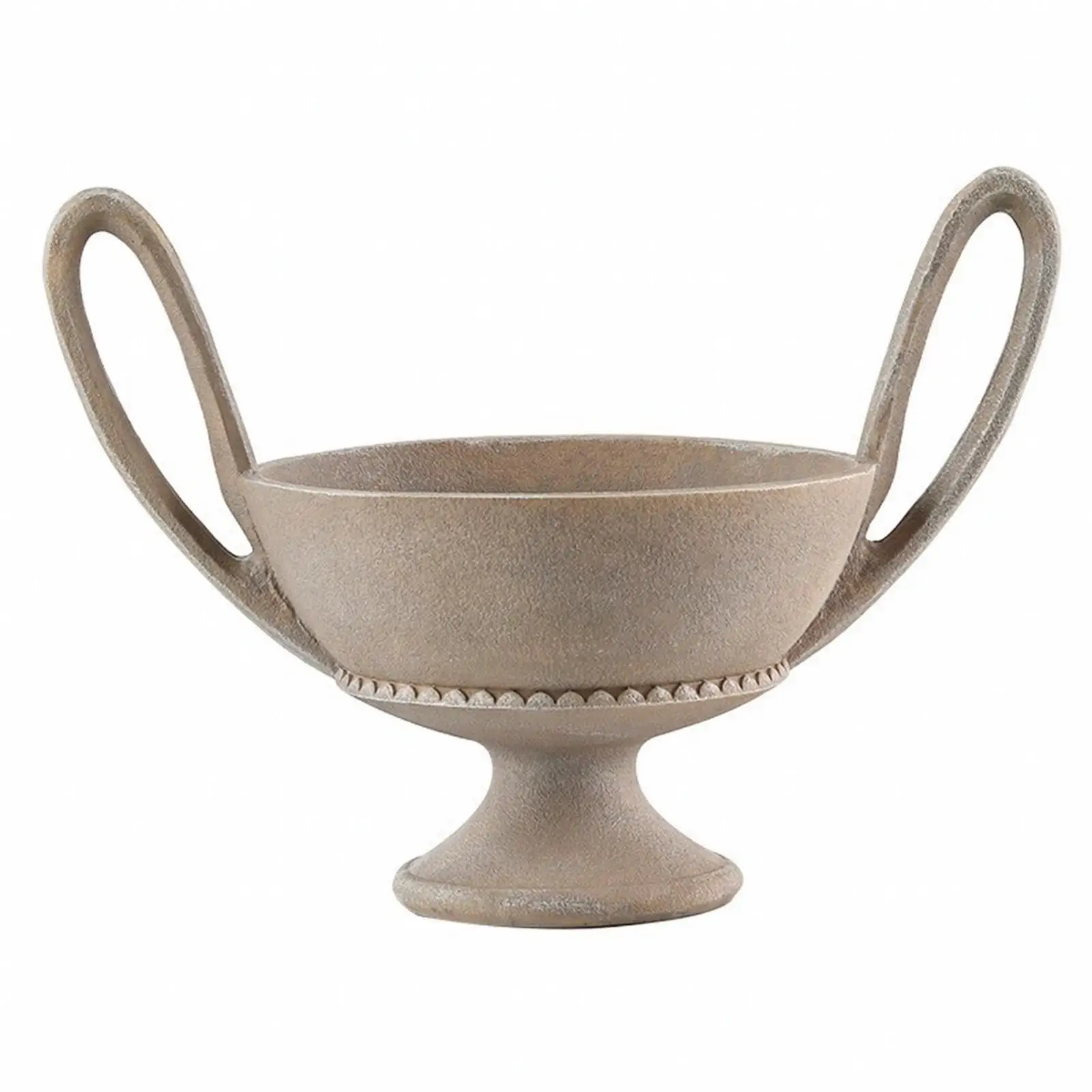 Decorative Tray Wide Round Bowl with Tall Handles Matte Finish Centerpiece for Entryway and Console