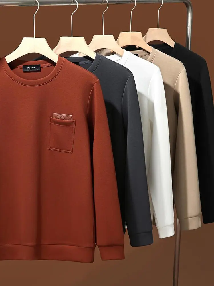

Soft Modal round Ne Sweatirt Men's Spring High-End Feelings Air Layer Fabric Comfortable Skin-Friendly Casual Sle