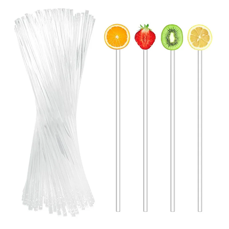 100Pcs Acrylic Lollipop Sticks Candy Pops Sticks Cupcake Topper Cake Pops Stick Chocolate Ice Cream Sticks Clear Candy Cane