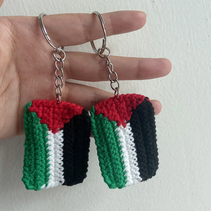 10PCS 4Color Handmade Crochet Granny Square Keychain Keyring Bag Charm for Women Unique Gift for Crochet Lovers, DIY Accessories