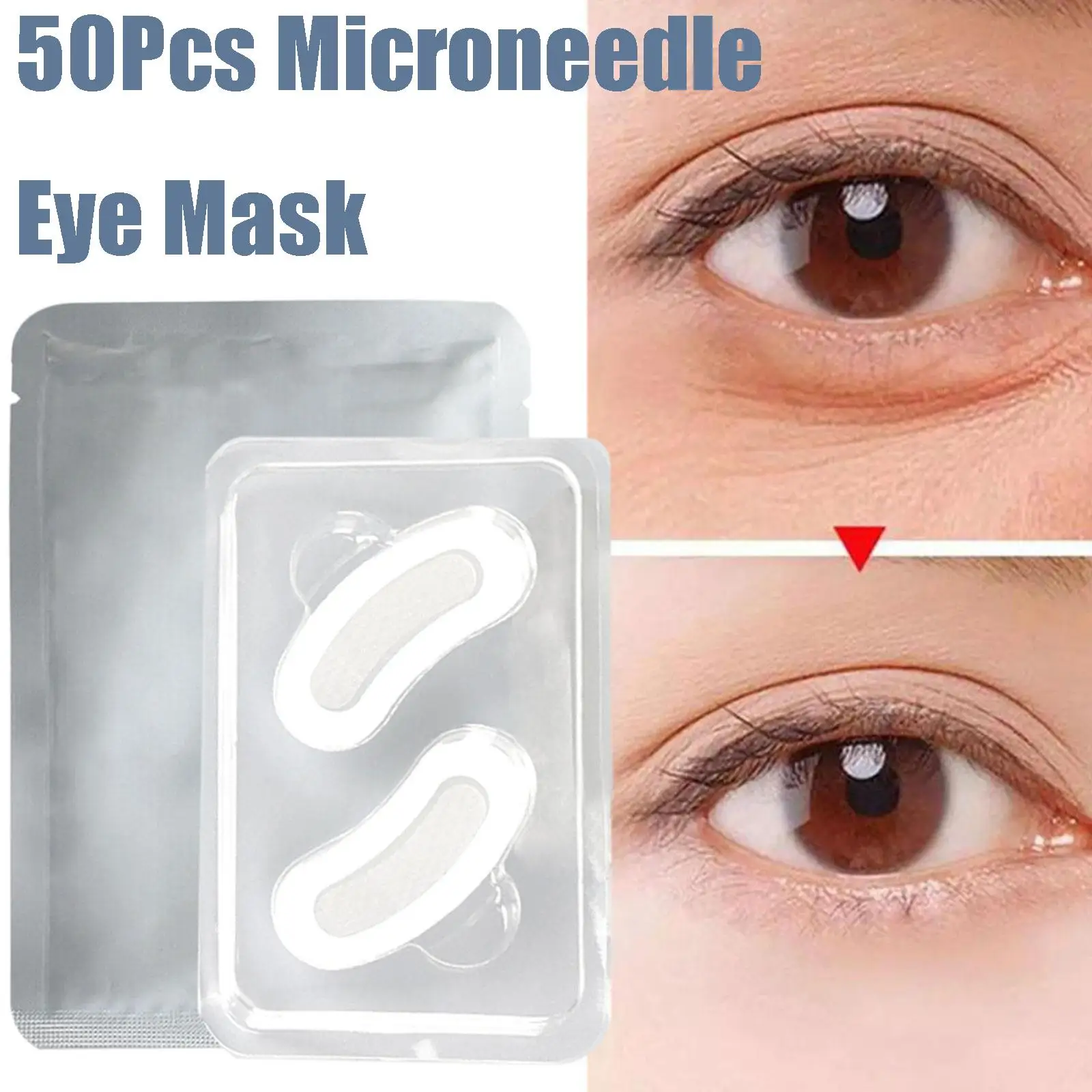 Microneedle Under Eye Mask, Ácido Hialurônico, Melhorando as Linhas Finas, Reduzir Under Eye Bags, 50Pcs