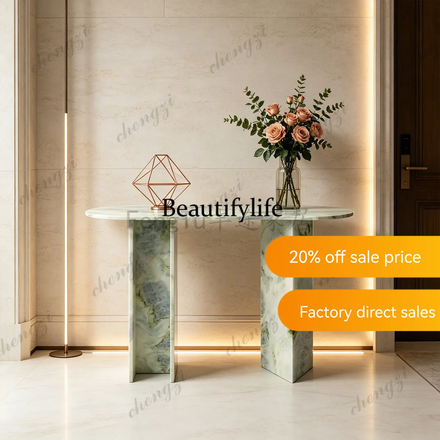 JJ132 Nordic light luxury high-end natural marble entrance table designer entrance table