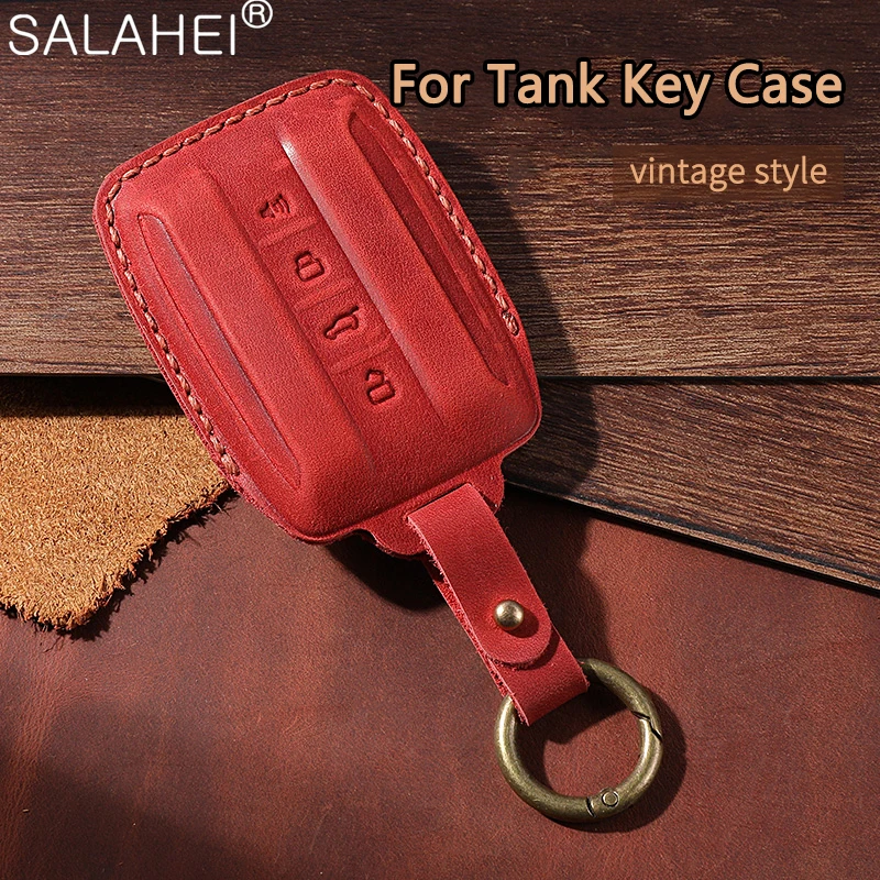 

Leather Car Key Case Cover Shell Holder Protector Fob For Great Wall GWM WEY TANK 300 500 Tank300 Tank500 Auto Styling Accessory