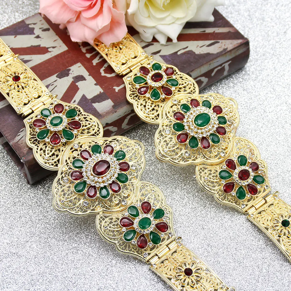 Sunspicems Chic Arab Style Women Caftan Belt Algeria Morocco Bride Waist Belt Chain 18K Gold Color Wedding Dress Jewelry Gift