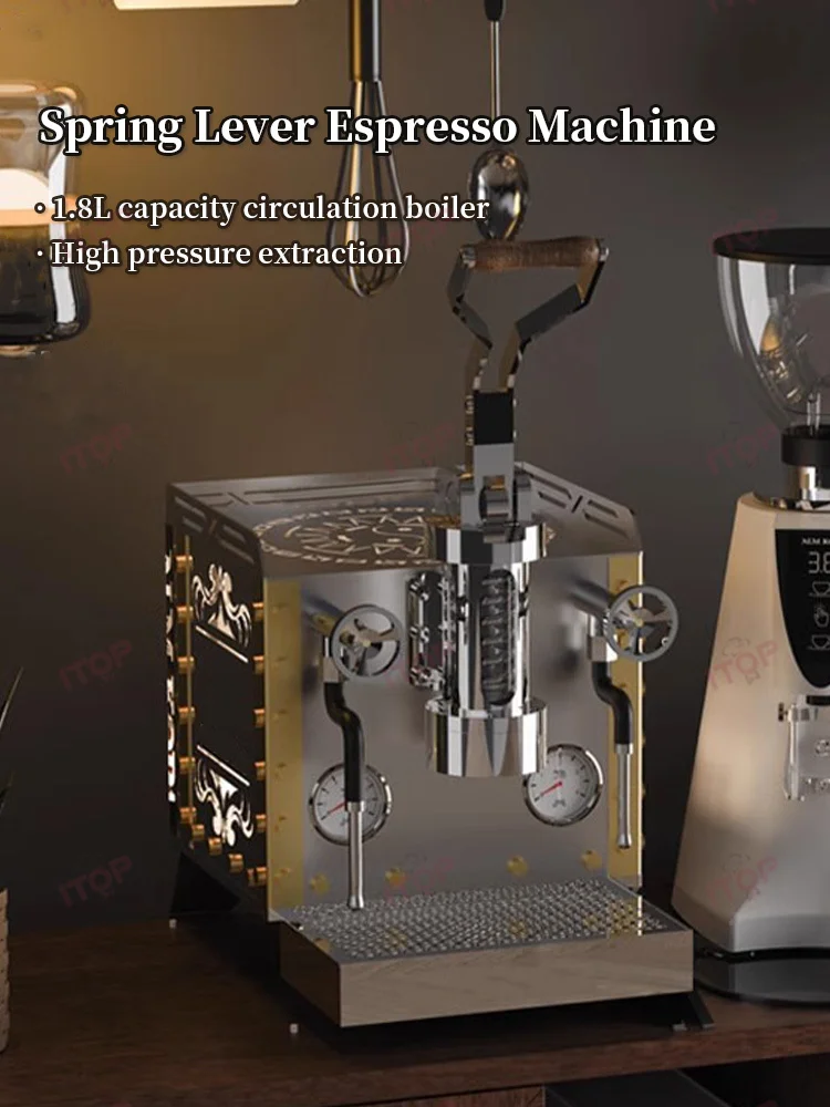 ITOP HPEM-BE1 Spring Lever Espresso Machine Visible Spring Transparent Pressure Chamber 1.8L Boiler 1500W 220V
