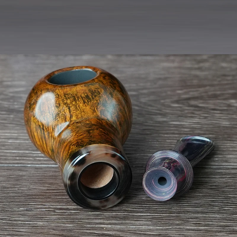 OLD FOX Handmade Briar Tobacco Pipe Apple Shaped Pipe Military Insert Design Rubber  Pipe Mouth Solid Wood Handle Colored