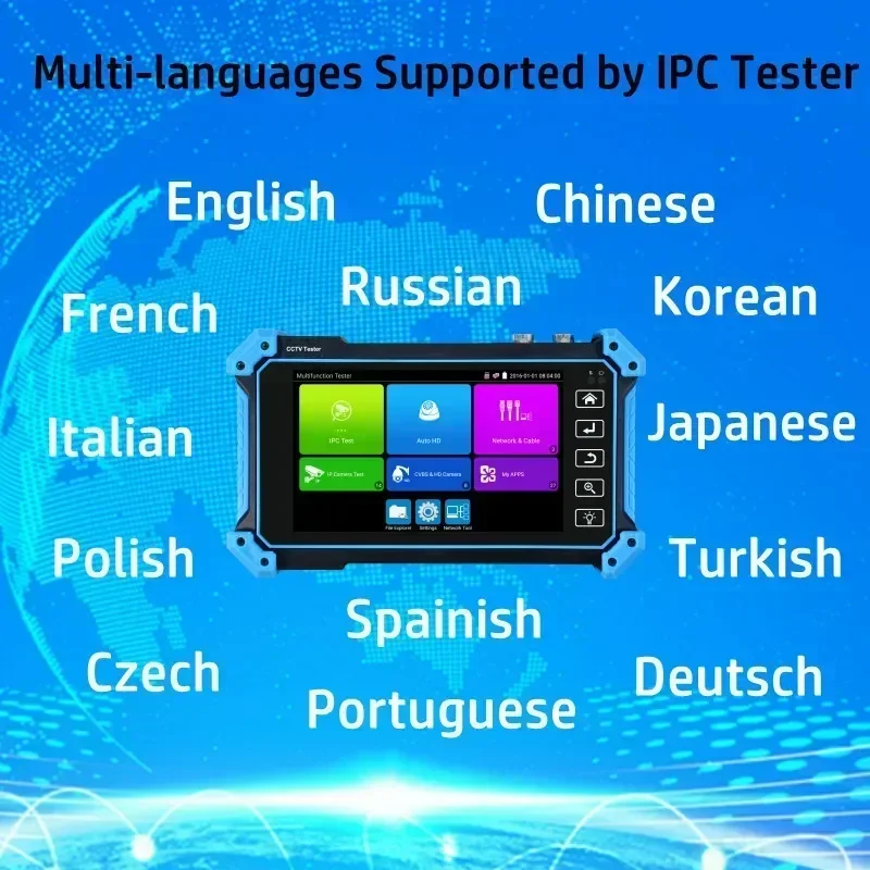 To CCTV Camera Tester IPC-5200C Plus 4k IPC 8MP TVI/CVI/AHD CCTV Tester With VGA HDMI Wifi PoE power output Cable Tracer