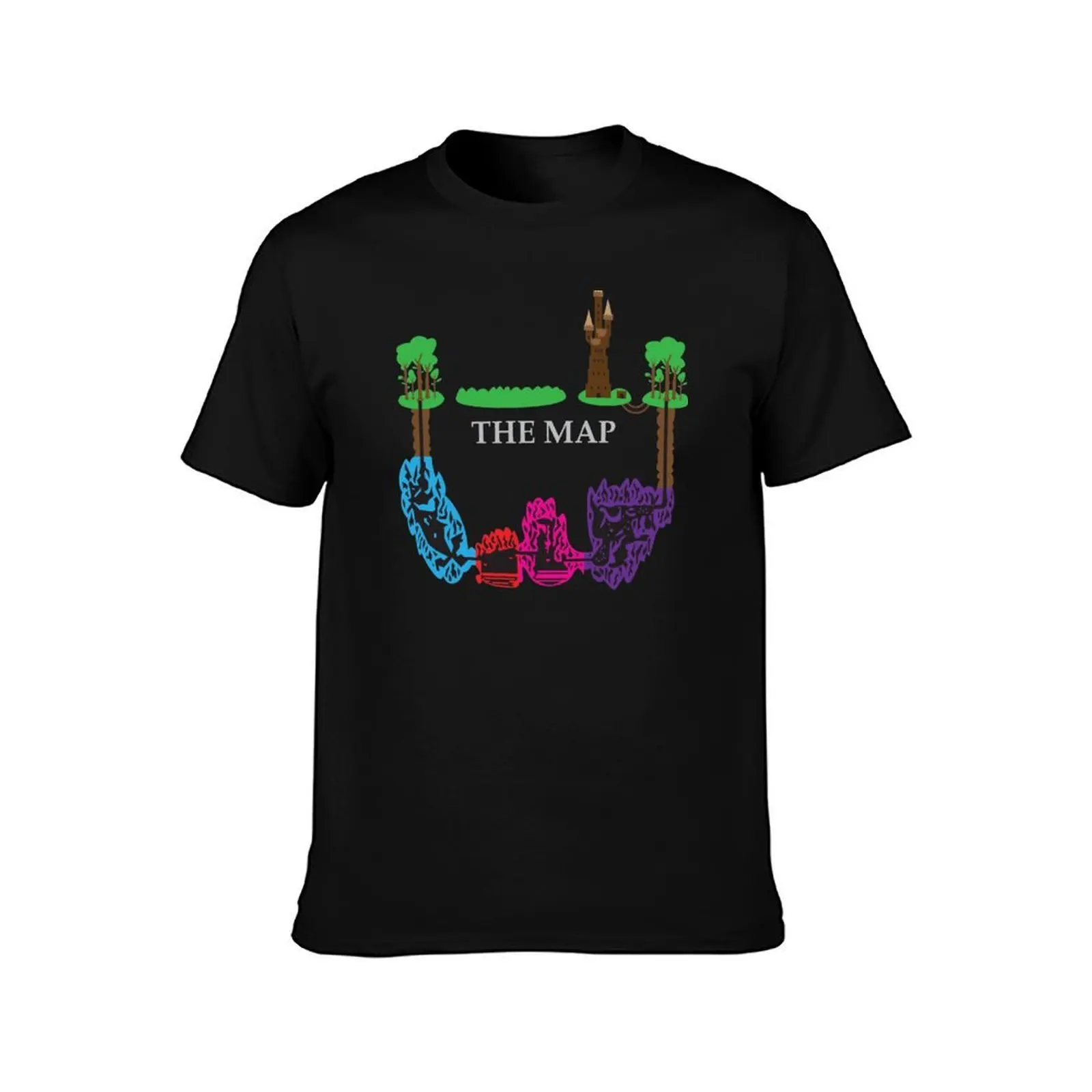 Wizards & Warriors Map T-Shirt, Summer Casual Cotton Tee, Oversized Streetwear Tops, Vintage Graphic Print, Unisex Men Women