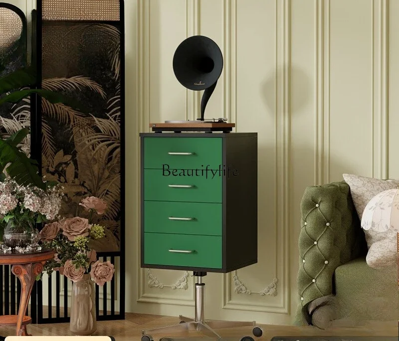 

ls 42Retro style dark green chest lifting and rotating movable medieval four-pump cabinet