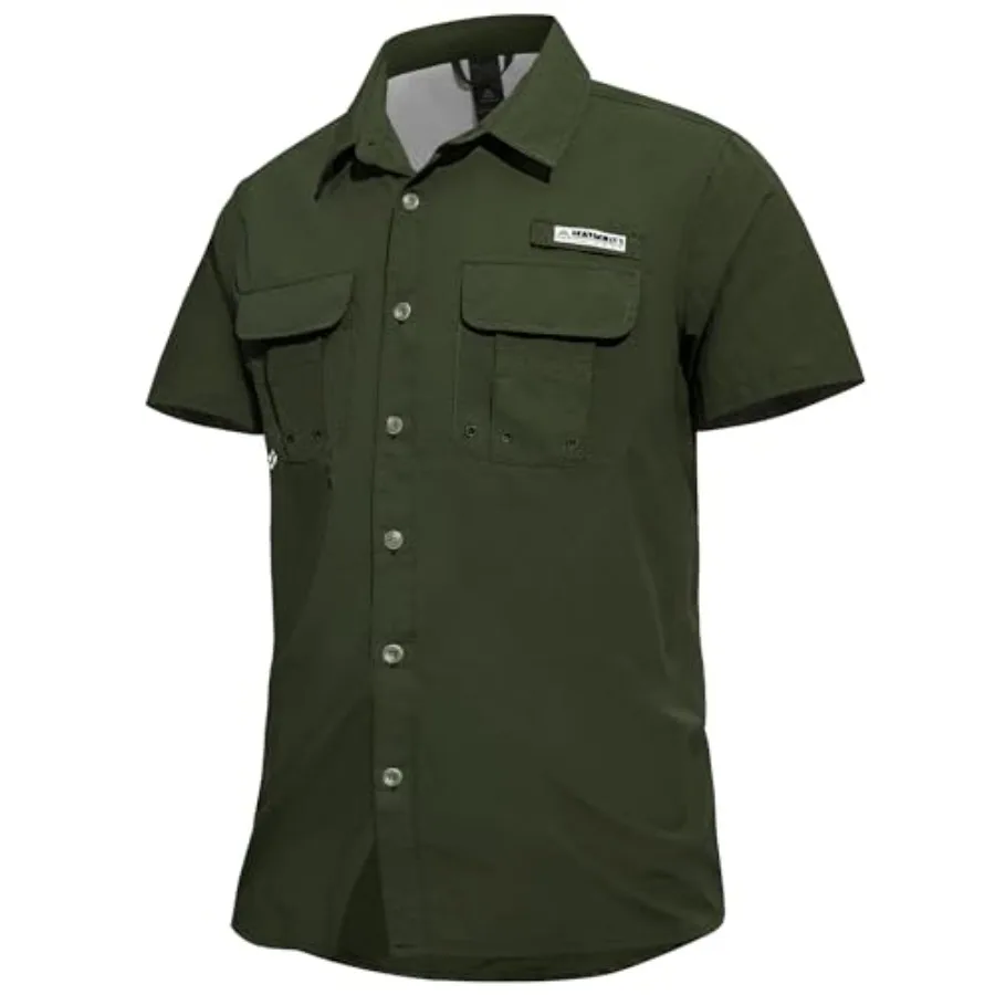 

Haimont Men's Fishing Shirts Sun Protection Button Down Hiking Travel Camping Shirt Short Sleeve UV UPF50+ Top