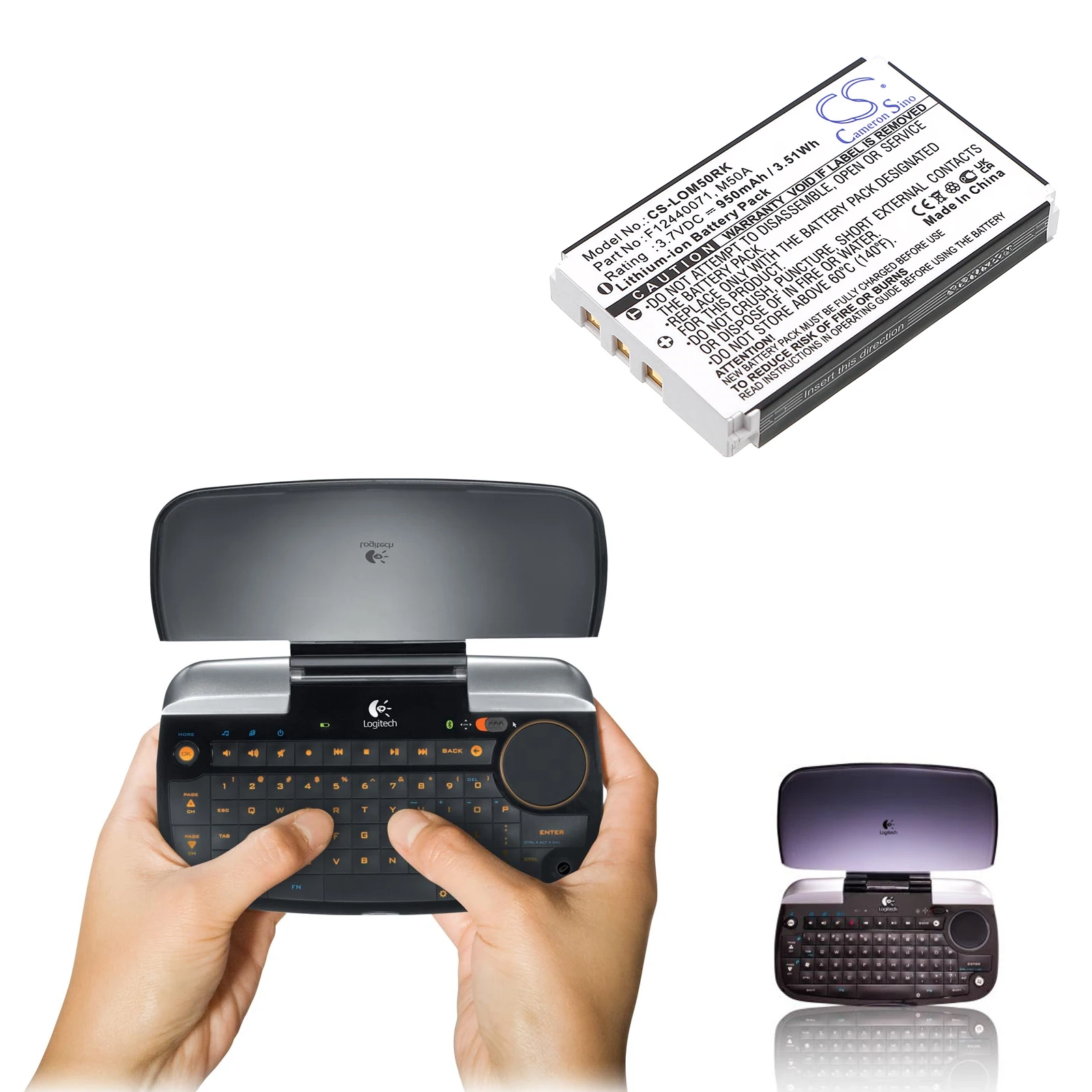 

Аккумулятор для клавиатуры Cameron Sino 950 мАч 3,7 В 190304-2004 F12440071 M50A для LOGITECH diNovo Edge DiNovo Mini Y-RAY81
