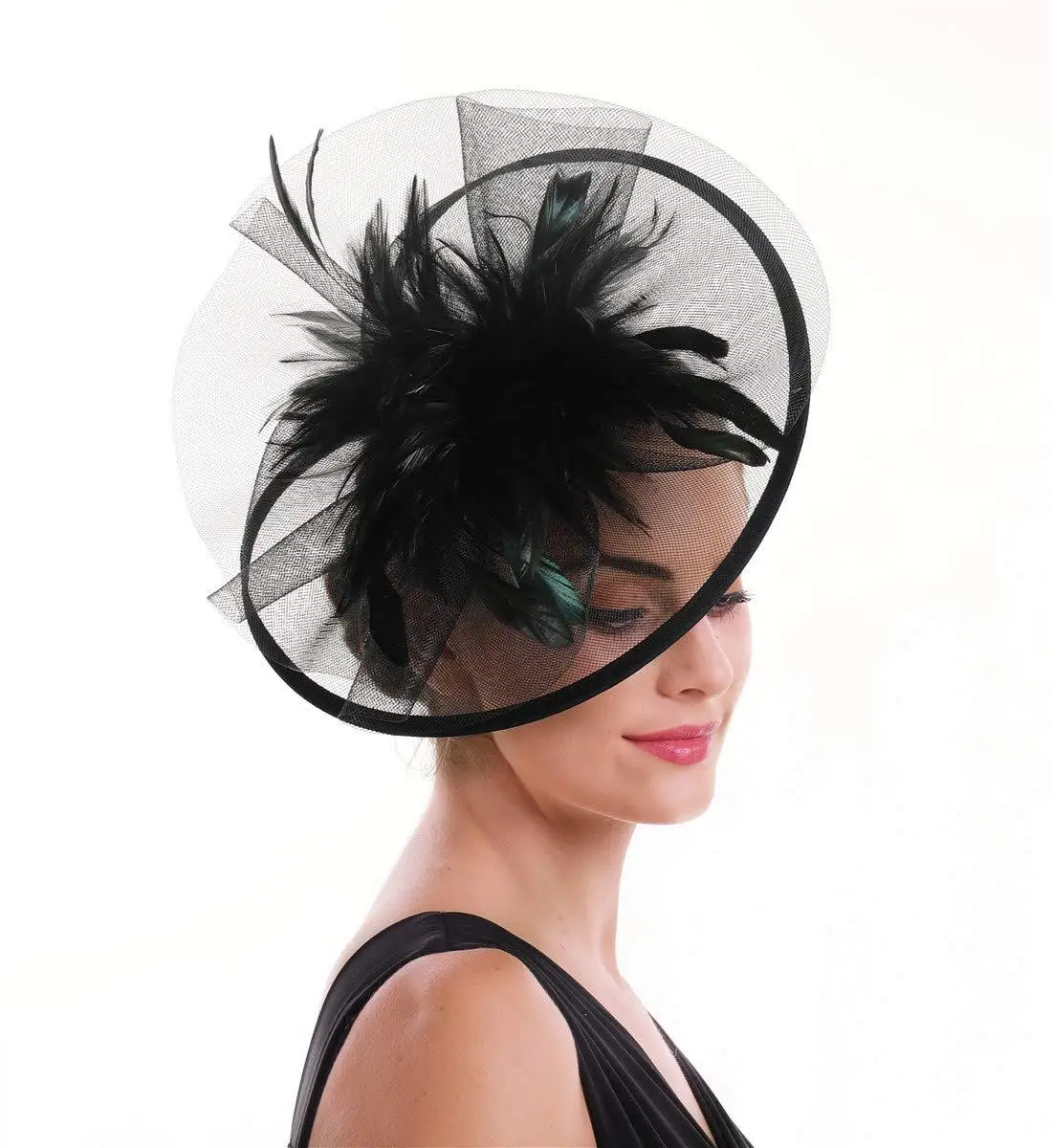 Fascinateur de chapeau de fleur de plume de maille pour des femmes, bandeau élégant de cheveux, coiffure d'invité d'église, vêtements de sauna de partie, accessoires de mariage, nouveau