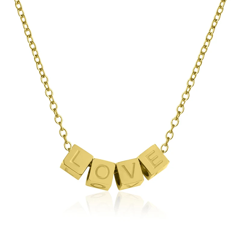 

Personalized Cube Pendant Necklace, Custom Name/Word "LOVE" Block Letters Unique Handmade Jewelry for Women, Ideal Gift for Her