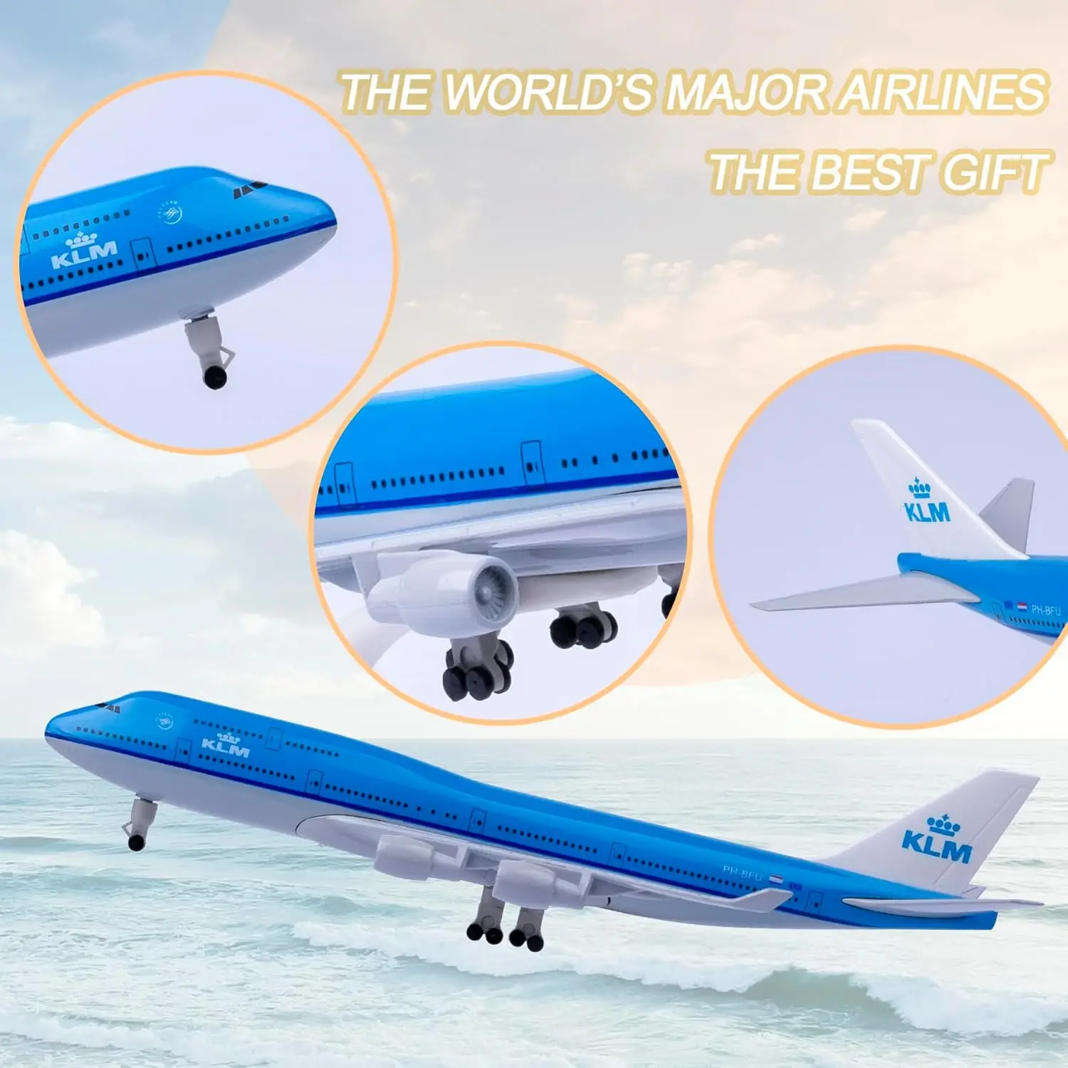 20CM B747 KLM McDonnell Douglas MD-11 Aircraft Model Airplane Diecast Metal Boys Toys Scale Aircraft Collectible Miniatures Gift view 2
