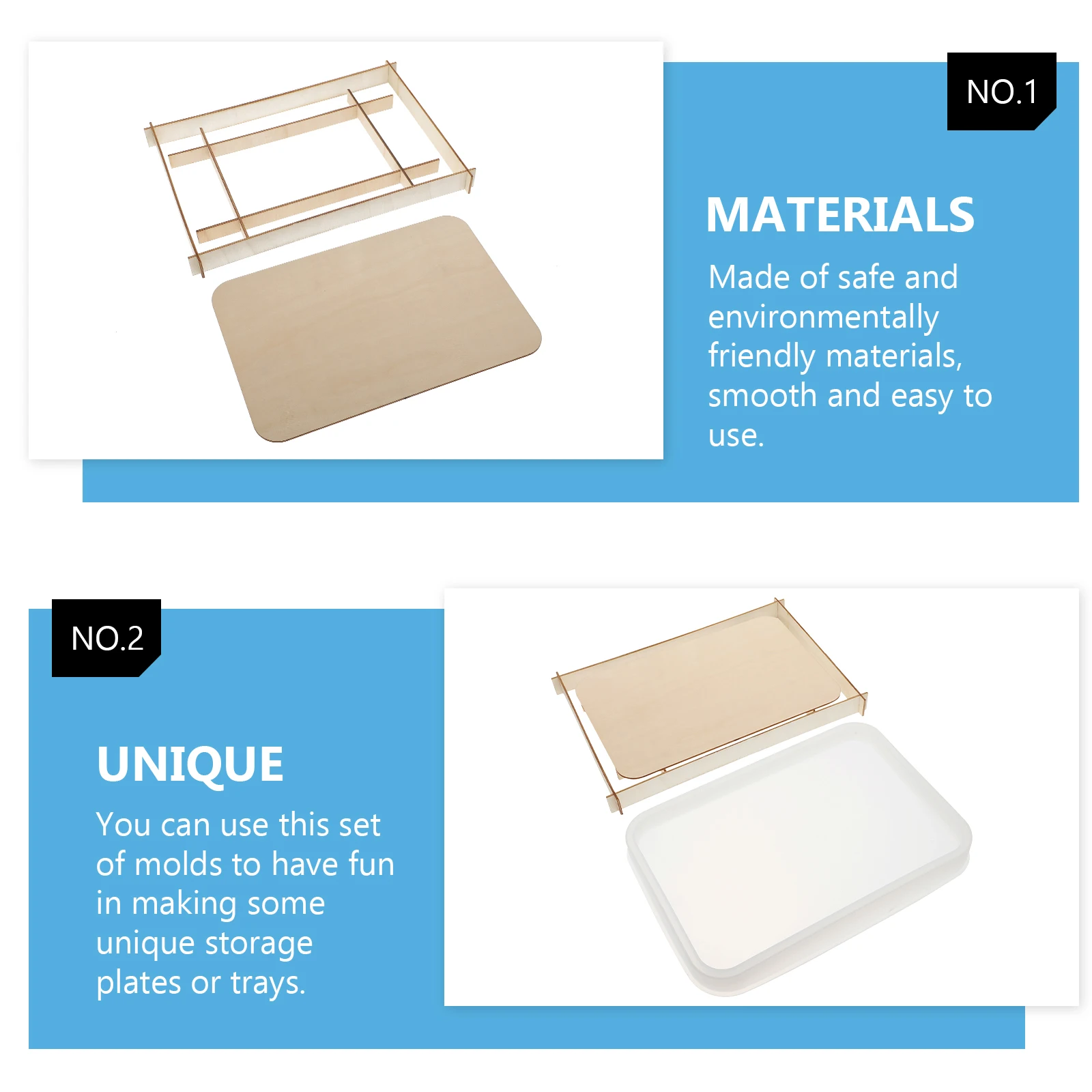 

Large Square Tray Silicone Mold for DIY Crystal Epoxy Wood Plate Art Craft Storage nament Making Friendly