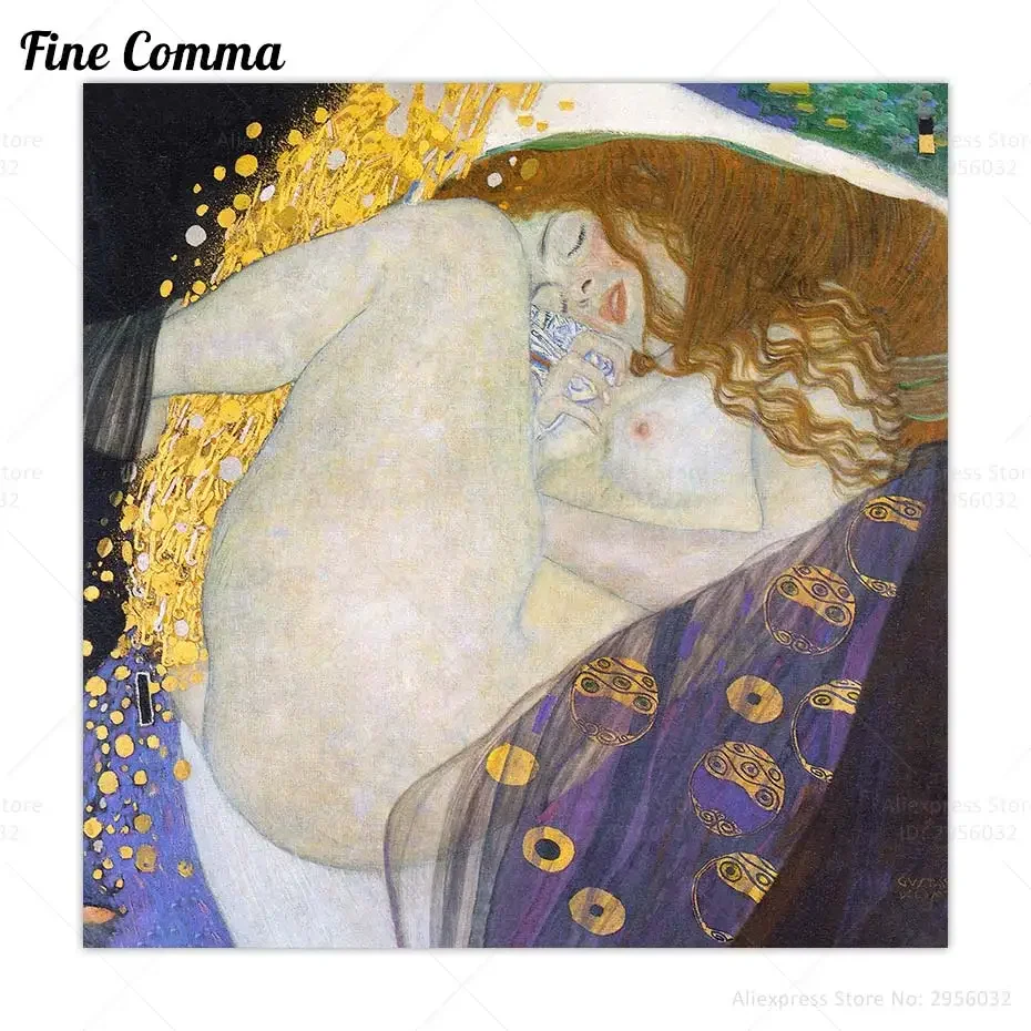 Danae Gustav Klimt Vintage Oil Painting Poster Reproduction Antique Wall Art Canvas Print Picture Wall Decoration Home Decor Art