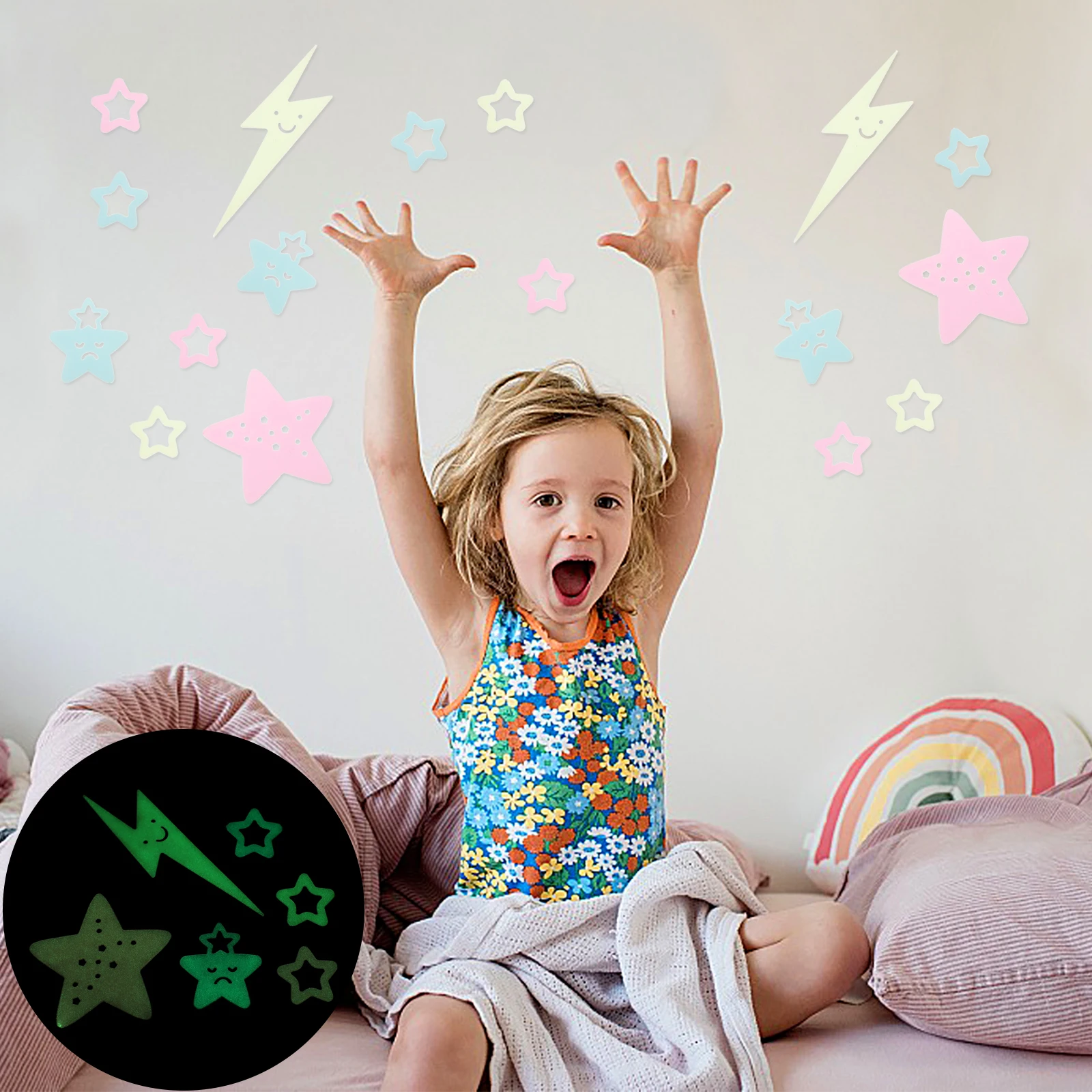 

24 Pcs Wall Sticker Glowing Star Shaped Stickers Decals Home Decor Pentagram