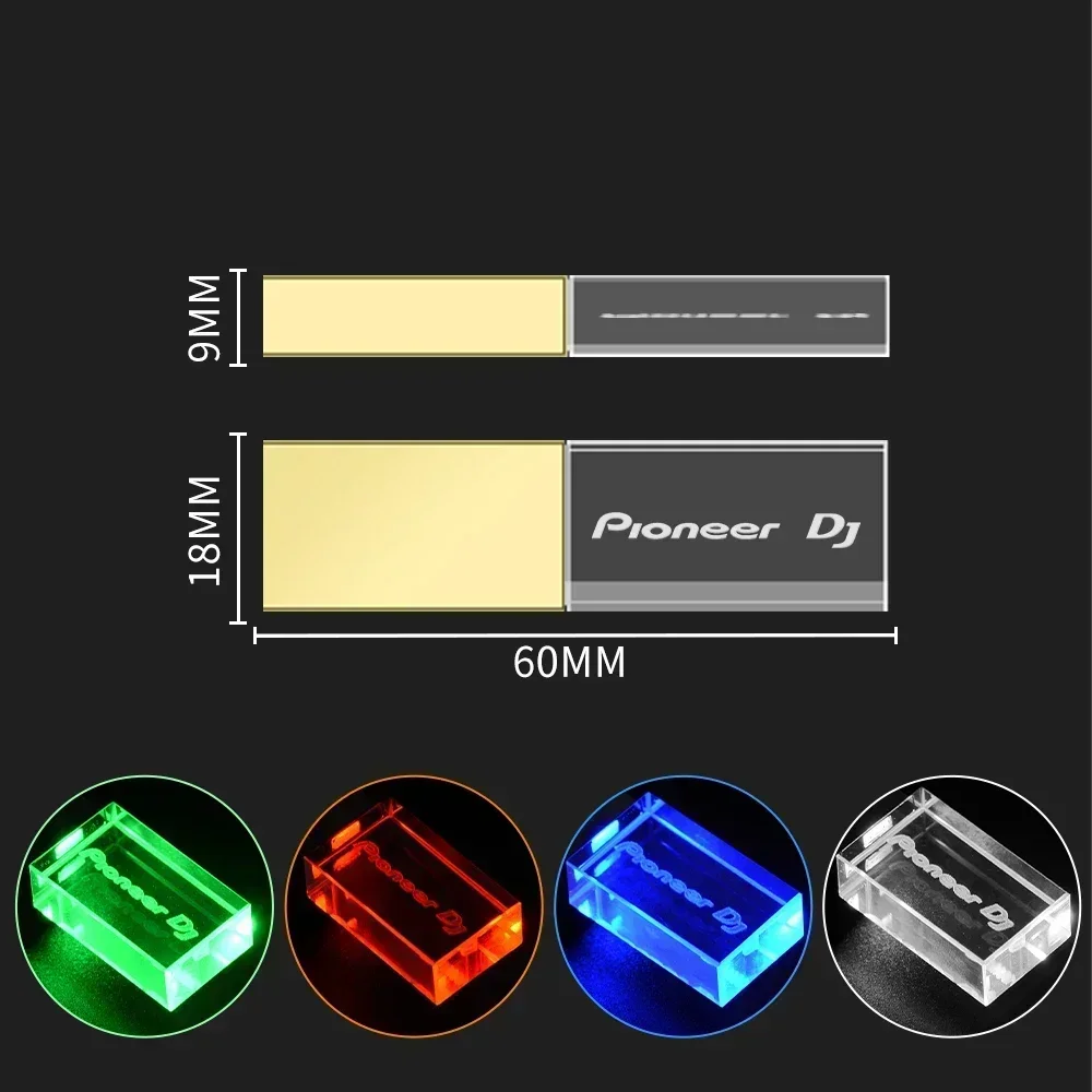 50PCS LOT Free Custom Logo USB Flash Drive 128GB Colorful LED Memory Stick 64GB Real Capacity Pen Drive 32GB High Speed U Disk