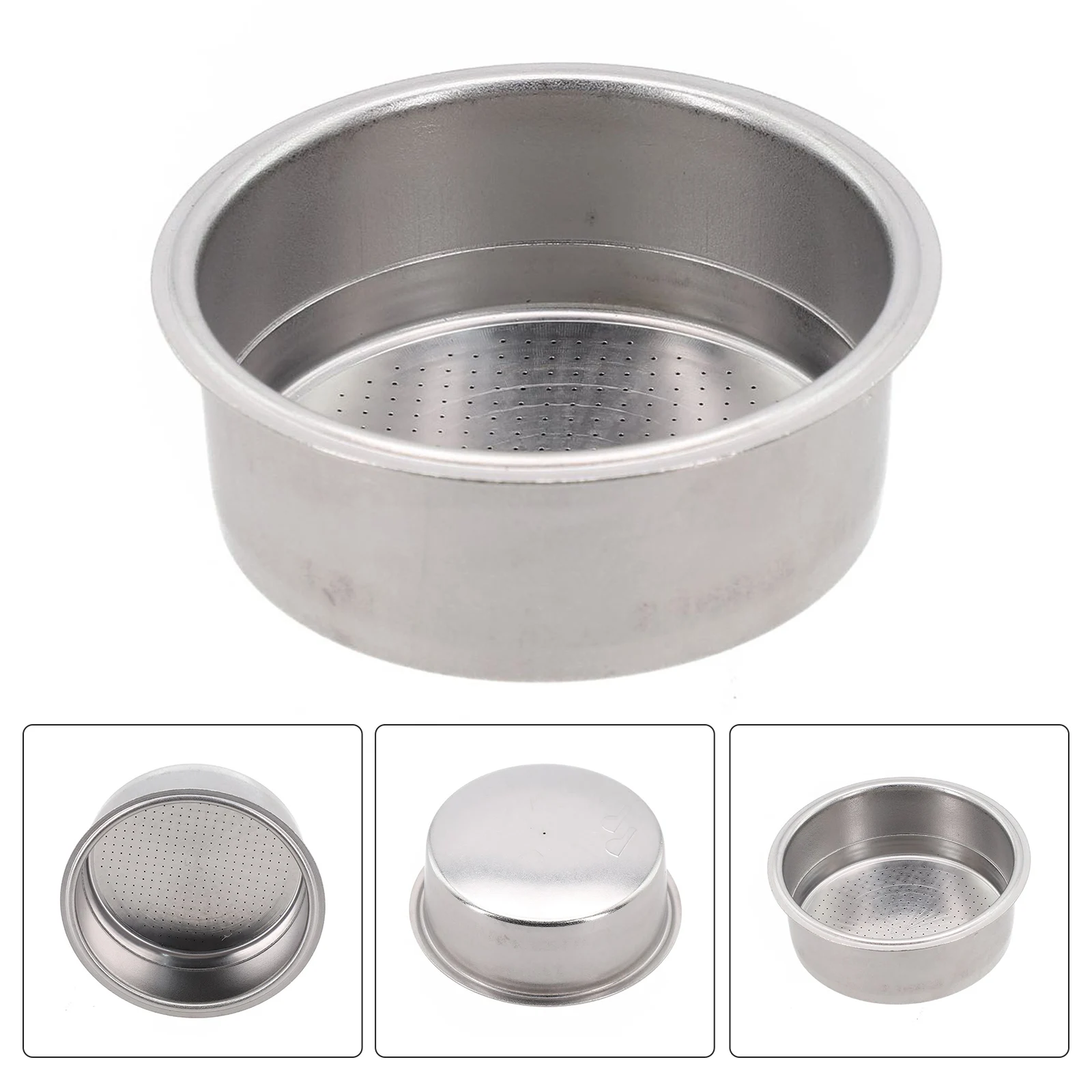 1pc 51mm Coffee Blind Filter Basket 2 Cup Stainless Steel Non Pressurized Filter Cup Sliver Kitchen Dining Bar Tools Parts