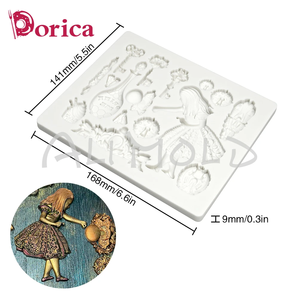 Molde de silicona con diseño en relieve de llaves de princesa, molde de pastel de Chocolate Sugarcraft, modelo de arcilla de resina DIY,