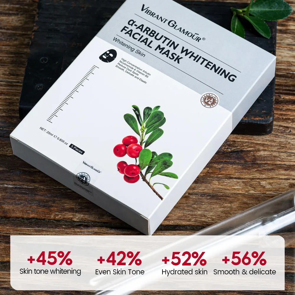 VIBRANT GLAMOUR Arbutin Glow Mask Deep Hydrating Moisturizing Non Greasy Anti Dull Brightening Box Pack Authentic Face Care