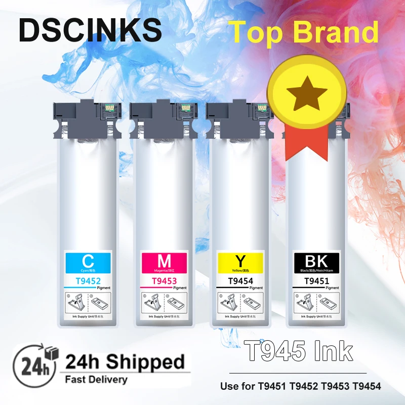 

T9451 T9452 T9453 T9454 Мешок с пигментными чернилами для принтера Epson WorkForce Pro WF-C5290 WF-C5790 WF-C5210 WF-5710 (версия Европы)