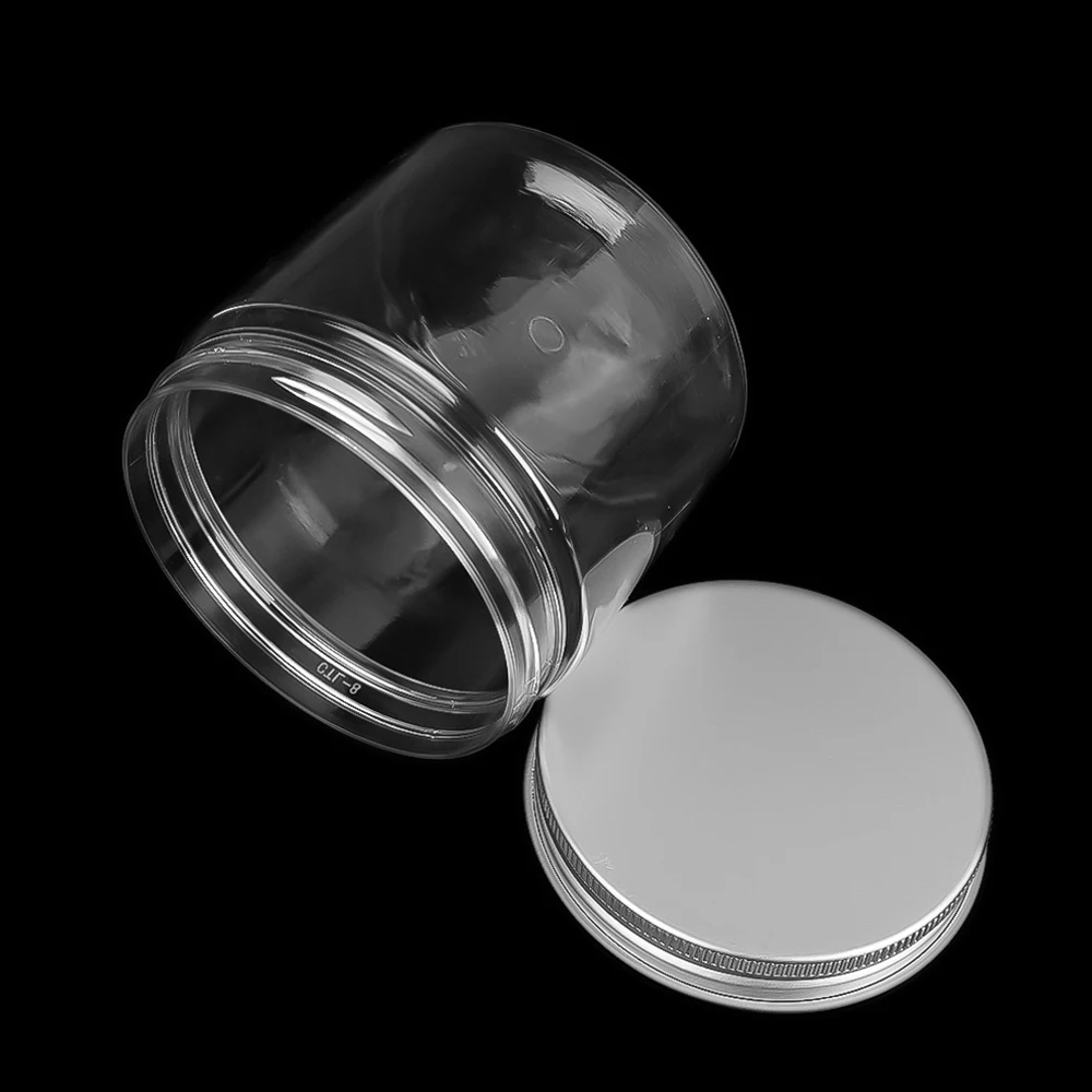 150/200/250ml Empty Plastic Clear Cosmetic Jars Makeup Container Clear Jar Food Airtight Storage Jars with Aluminum Lids