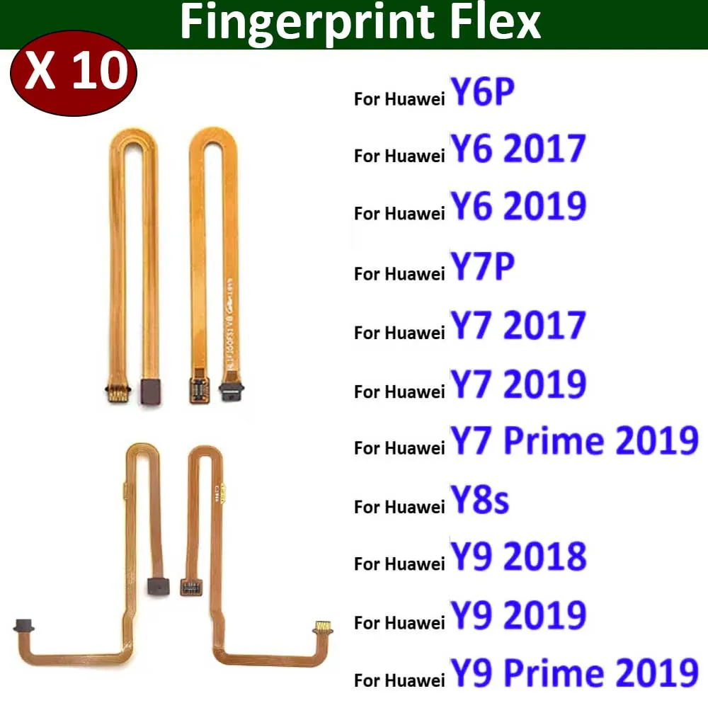 10Pcs,New Home Button Fingerprint Touch Id Sensor Connector Flex Cable For Huawei Y6P Y7P Y8s Y6 Y7 Y9 Prime 2017 2018 2019 2020