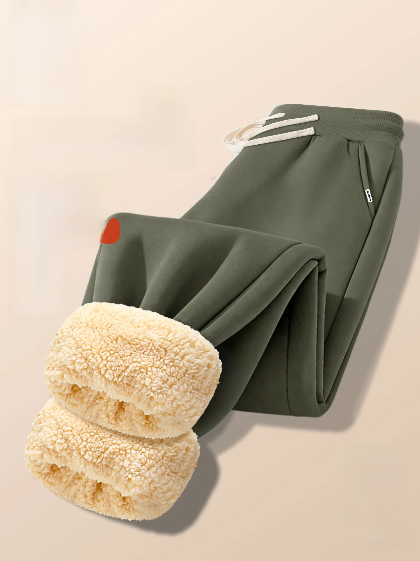 

Мужские повседневные брюки из шерсти альпака с флисовой подкладкой, зимние теплые брюки свободного кроя со средней посадкой, длинные, из смесового хлопка и полиэстера