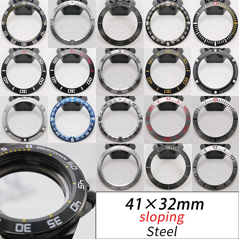 

Steel Watch Bezel Inserts 41×32mm Etching Sloping Bezel Fits Samurai Series PROSPEX SRPB55K1 Watch Case Diving Watch Accessories