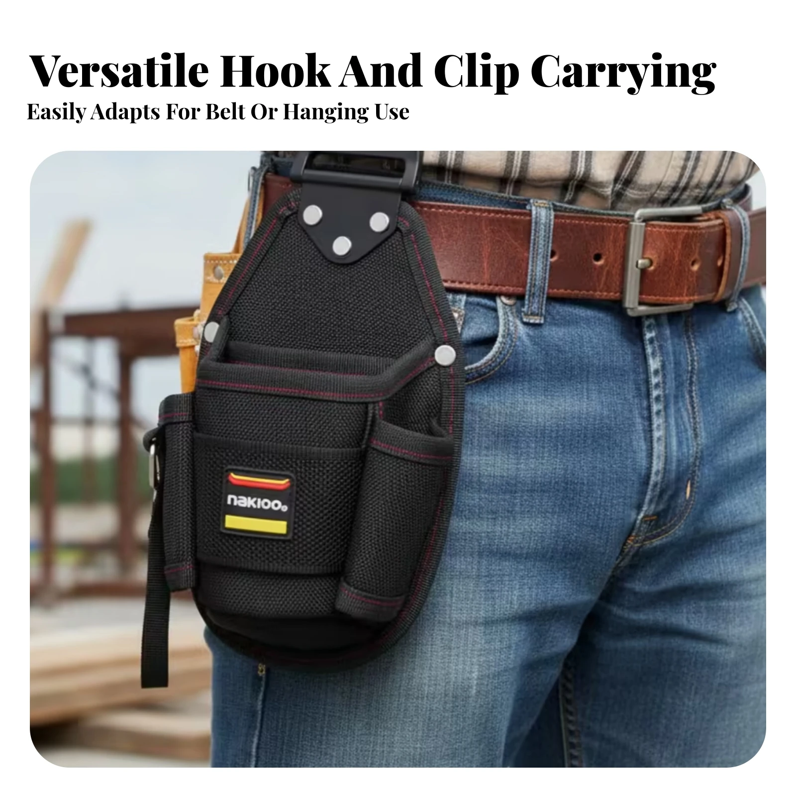 Waist Tool Pouch EVA Interlayer Belt Tool Pouch Work Gear Black Hands-Unobstructed
