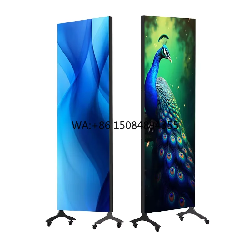 Portable LED Video Wall P1.25 P2 P2.5 Foldable LED Poster Screen Mobile LED Display with Wheels for Exhibition