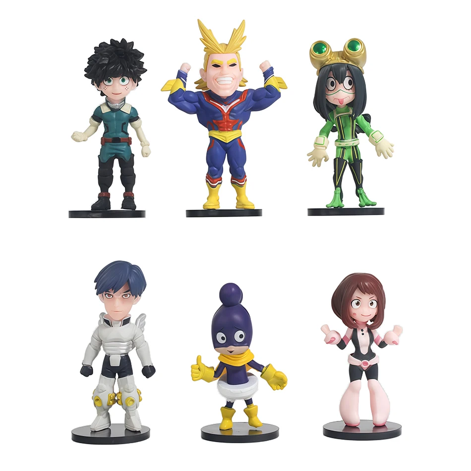 Figurines d'action My Hero Academia, 6 pièces/ensemble, Midoriya Izuku Bakugou Katsuki Todoroki Shouto Ochaco Uraraka Kirishima, jouets
