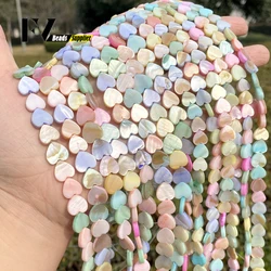Size 8/10mm Natural Shell Stone Beads Colorful Love Heart Loose Spacer Beads For Jewelry Making DIY Bracelet Necklace 15''
