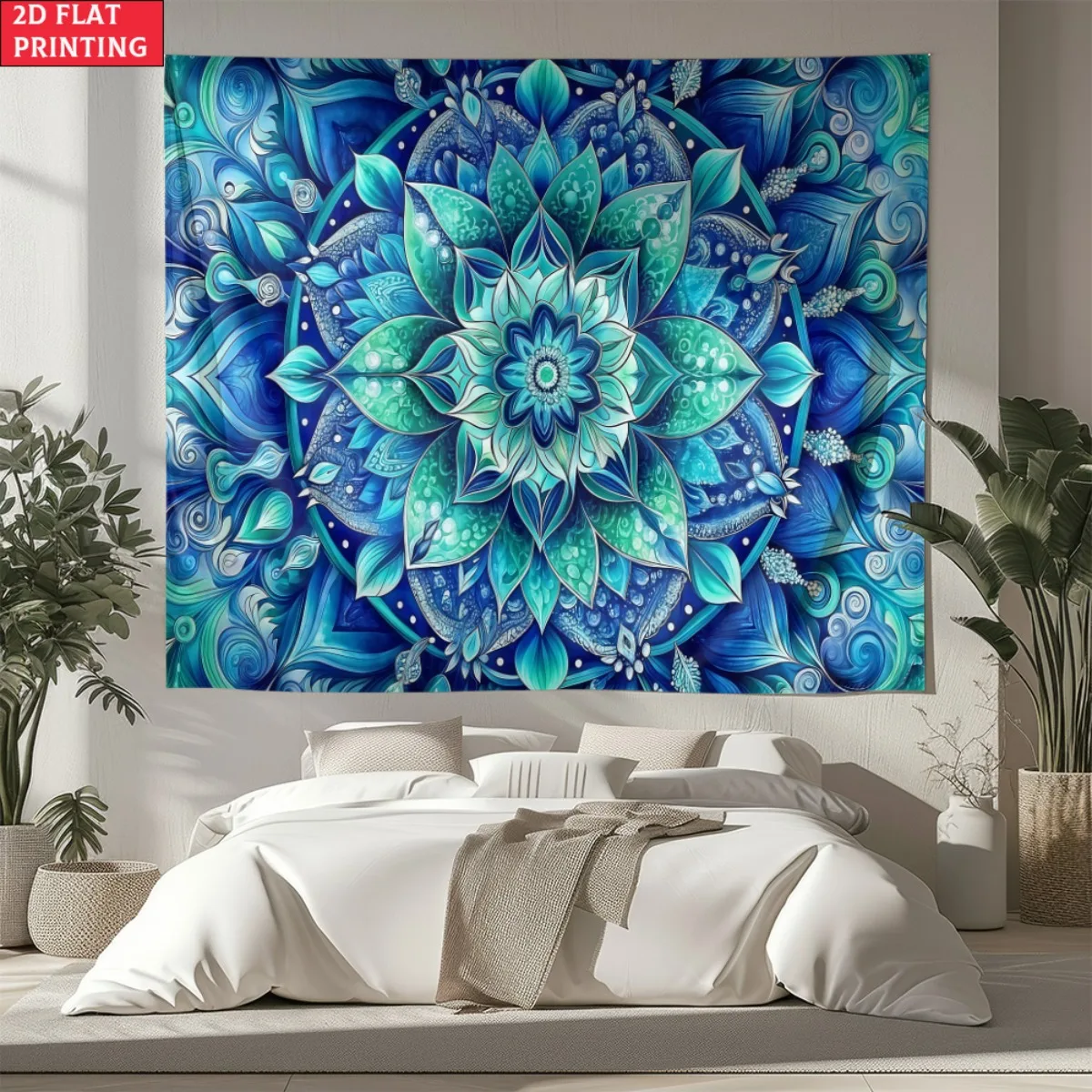 Blue Mandala Wall Tapestry Boho ArtDecor For Bedroom Living Room Yoga Space Spiritual Home Decor Peaceful Meditation ArtTapestry