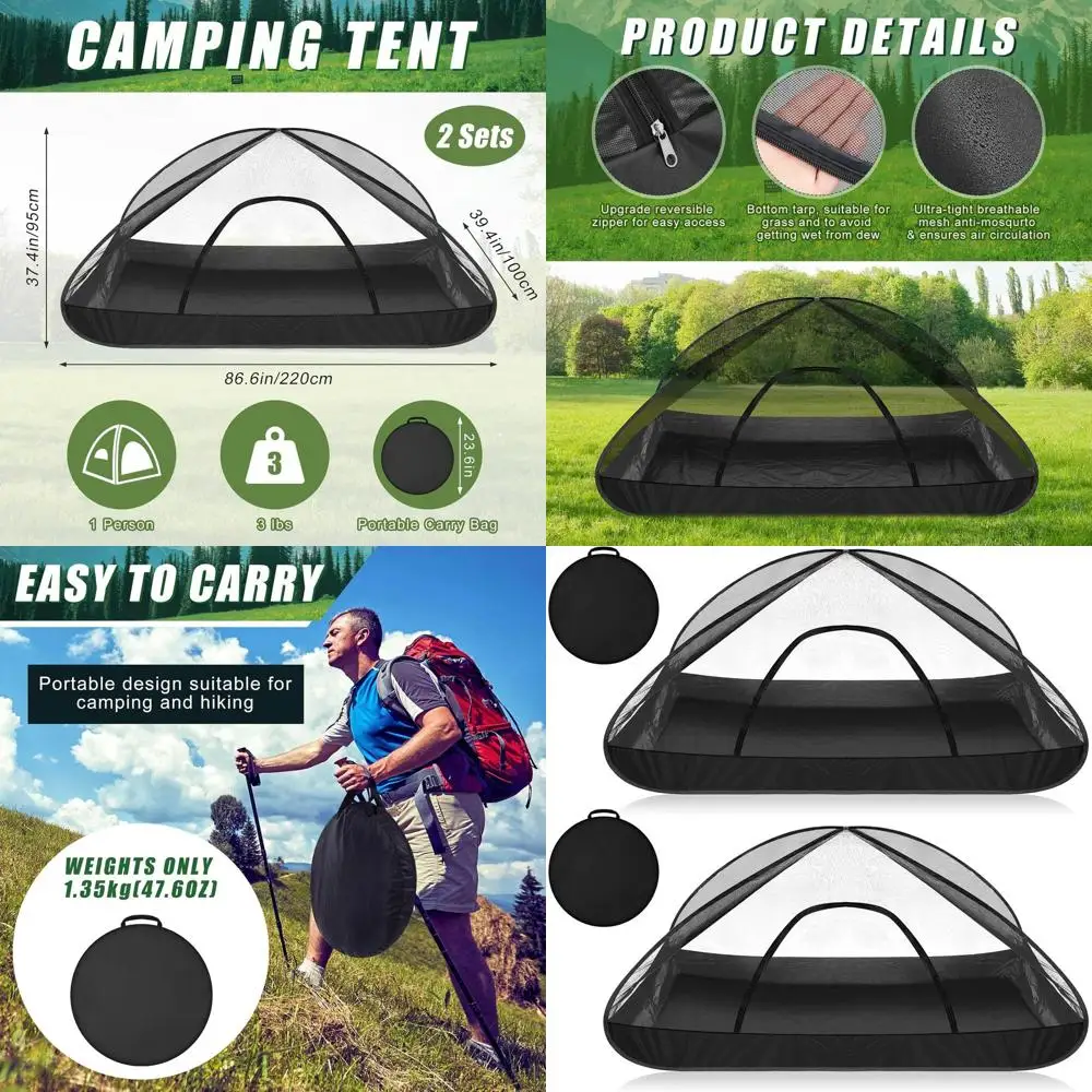 

Compact 1-Person Pop-Up Mosquito Net Tent, Waterproof & Foldable for Outdoor Camping & Hiking