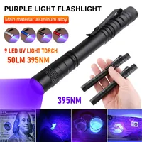 Portable LED Pen Flashlight IPX4 Waterproof Banknote Pet Urine Stains Detector Pocket Torch Lamp 395nm 3W Mini UV Pen Light