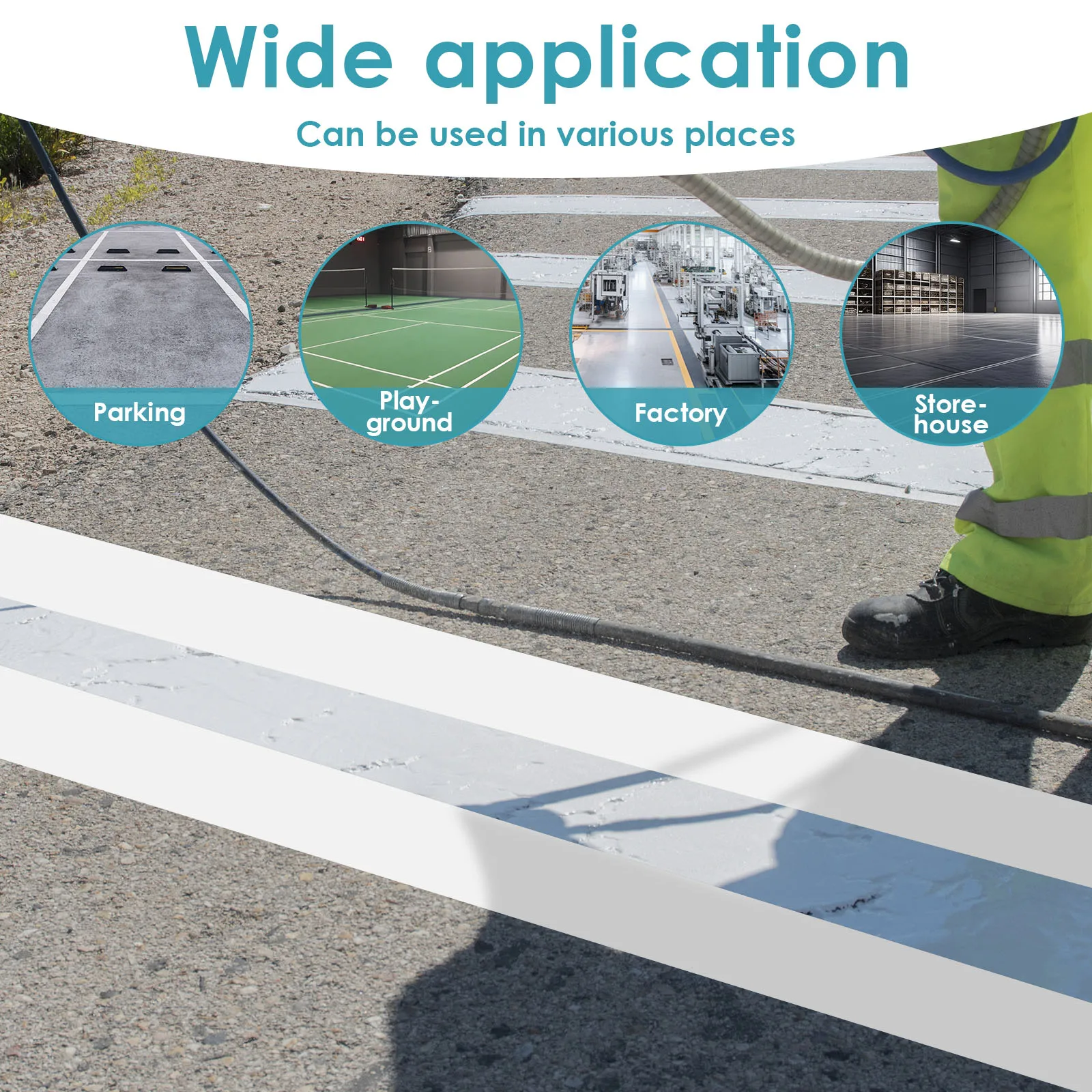 駐車場ラインステンシル舗装直線ステンシル折りたたみ式再利用可能4 x 84インチ道路用アスファルトコンクリートスプレーペイント