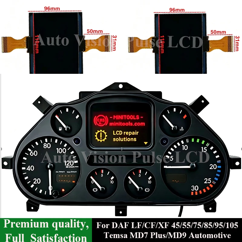 LCD Display Tem-sa MD7 Plus For DAF LF CF XF 45 55 75 85 95 105 Truck Dashboard LCD Tem-sa MD9 Display Instrument Cluster
