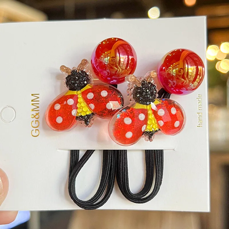 2 teile/satz Cartoon Eule Haar Seil für Mädchen Schnecke elastische Haarband Kaninchen haargummi mädchen niedlichen Marienkäfer Haar gummi Kinder Haarschmuck – Detail 12