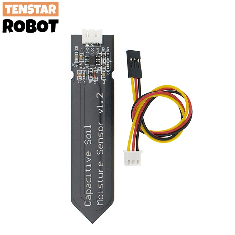 Módulo capacitivo de Sensor de humedad del suelo, cable analógico de amplio voltaje, resistente a la corrosión, V1.2