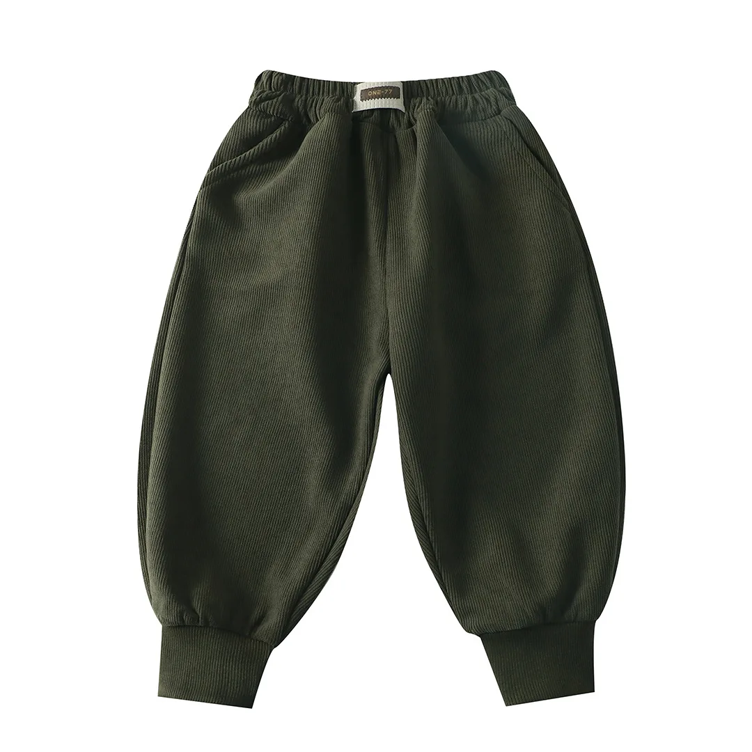 طفل مريح الظلام اللون SweatPants مطاطا حزام الأطفال الأصفاد بانت فتاة بوي بنطلون للجنسين طويلة الأكمام عداء ببطء عادية