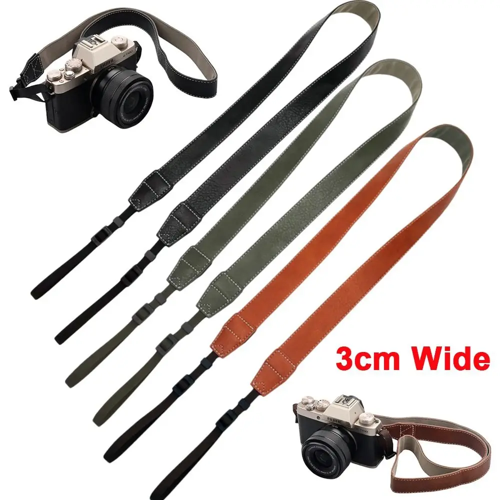 PU Leather Camera Shoulder Strap Retro Adjustable Neck Strap Lanyard Micro Single Strap for Canon G7x Nikon Fujifilm Sony Zv-1