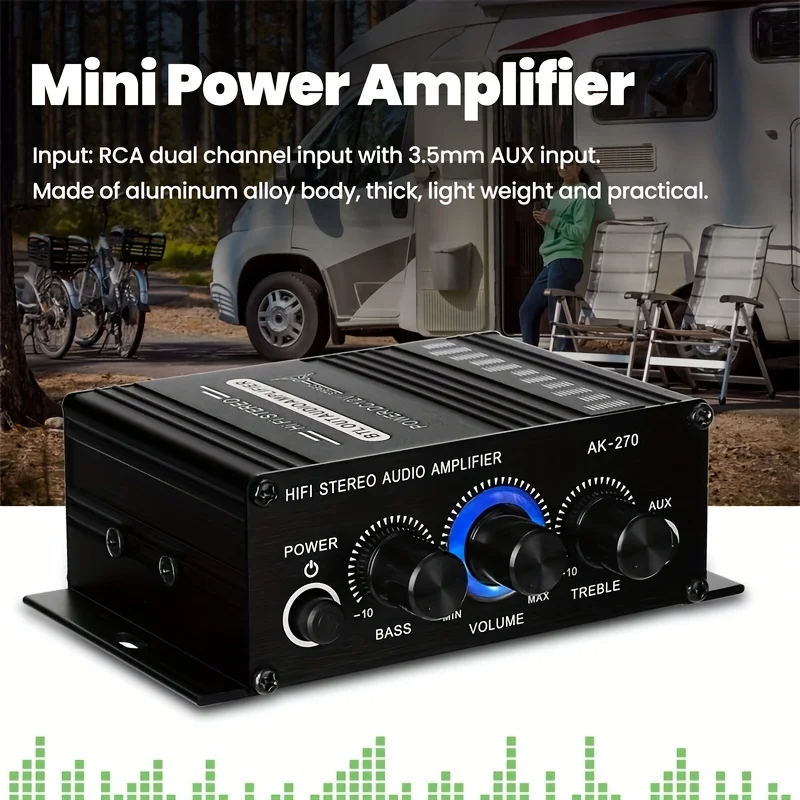 40W Mini Power Amplifier: Get Crystal Clear Audio With 2. 0 Stereo Sound For Home/Car Theater System