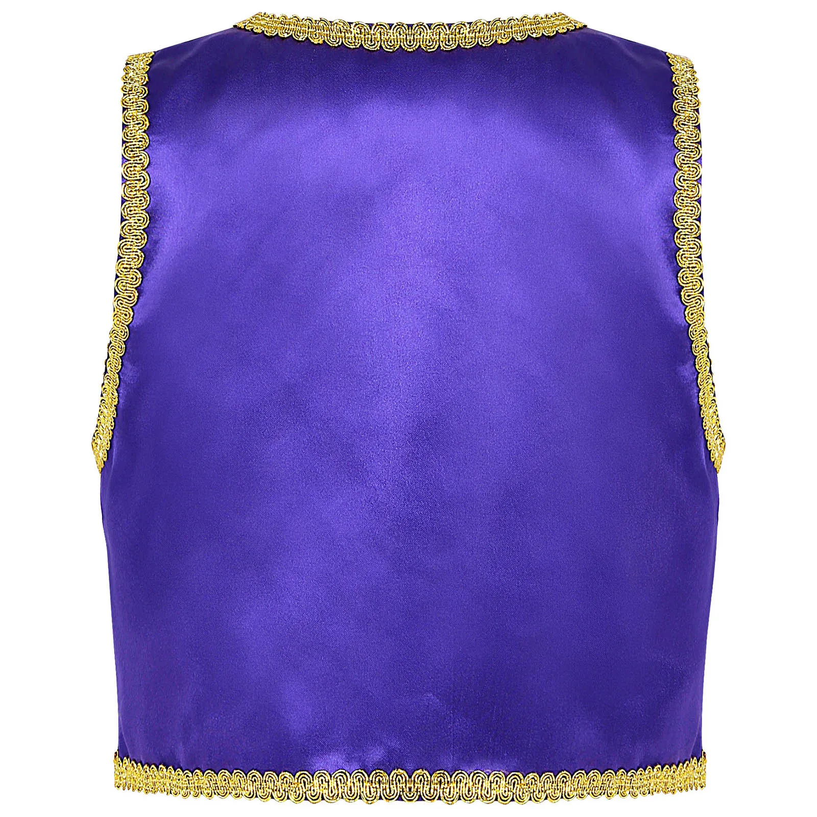 Gilet ouvert devant doré tressé pour garçons, drame de conte de fées, prince arabe, garnitures glamour, cosplay, olympiques Kiev illage pour enfants