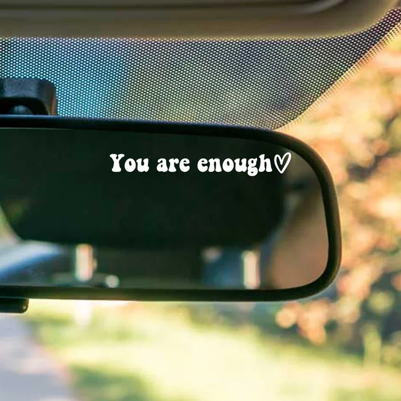 1pc Car Rear View Mirror Decal Funny Car Stickers Interior Decor Cute Charms Accessories Gifts For Her Positive Laptop Decal