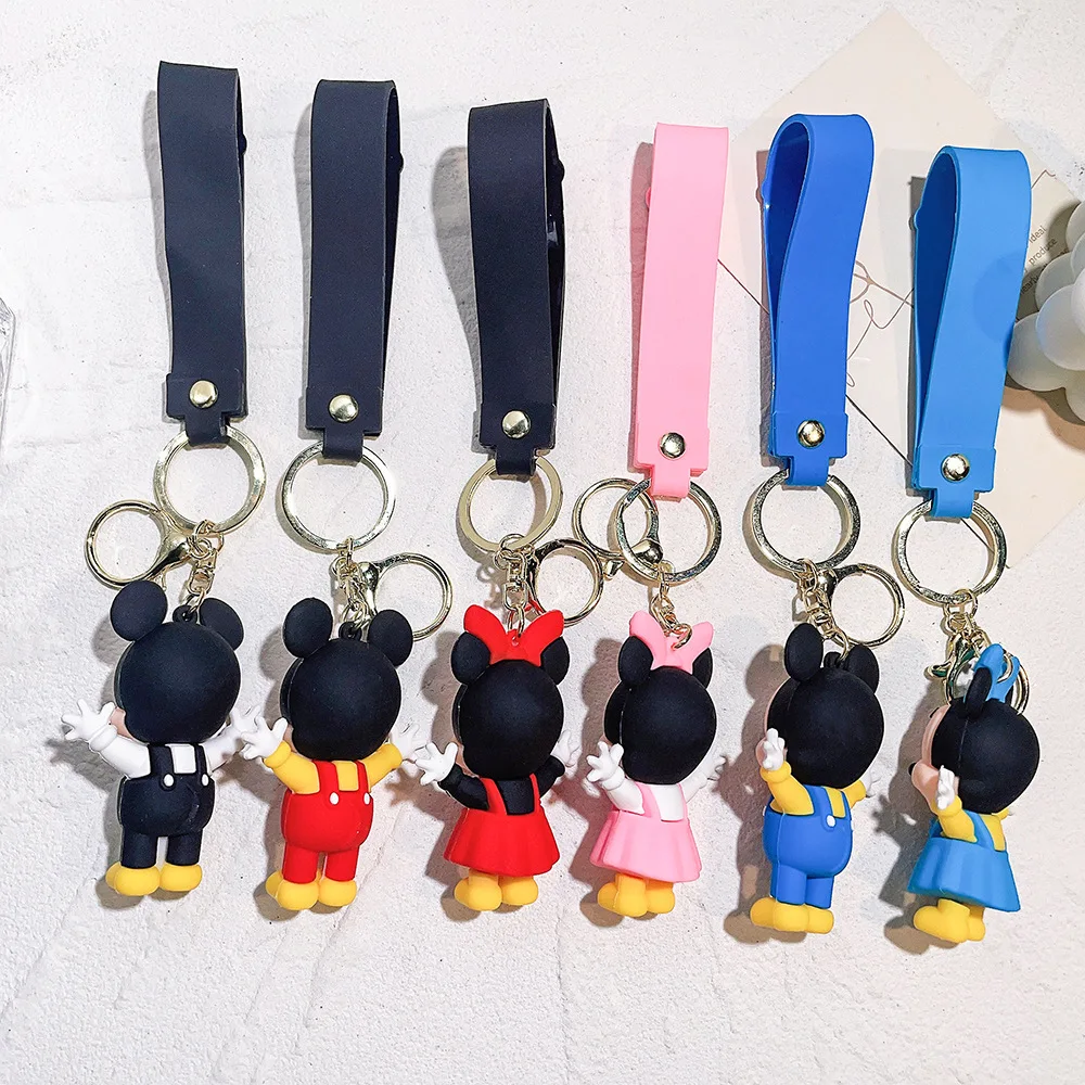 New Disney Keychains Kawaii Mickey Mouse Minnie Figurine Keyring Backpack Pendant Anime Toys Kids Xmas Gift Girl Heart Key Chain