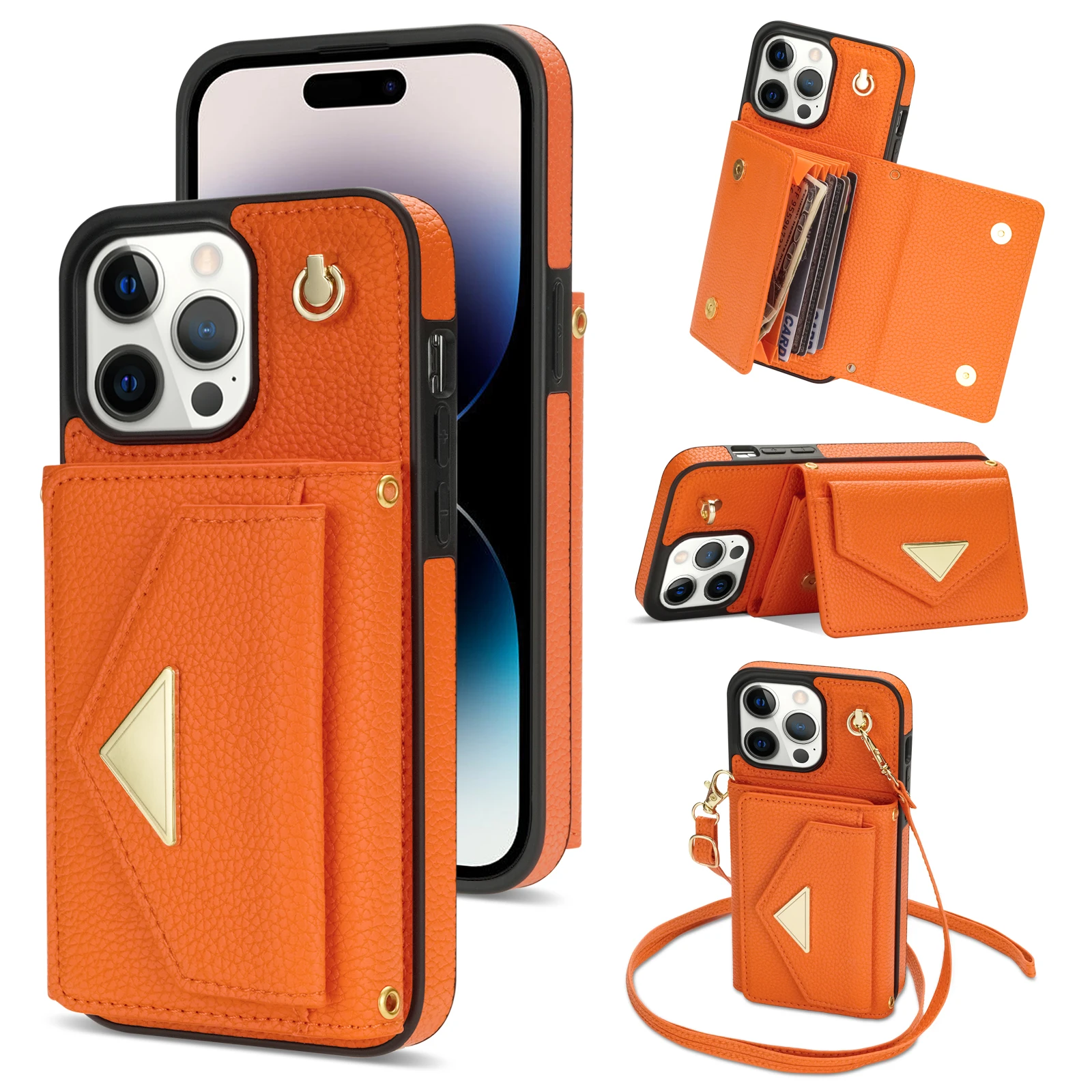 Multi Cards Solt Wallet Leather Crossbody Case For Iphone 15 PRO MAX 14 13 12 XR XS X 7 8 Plus SE 2022 Long Lanyard Bag Cover